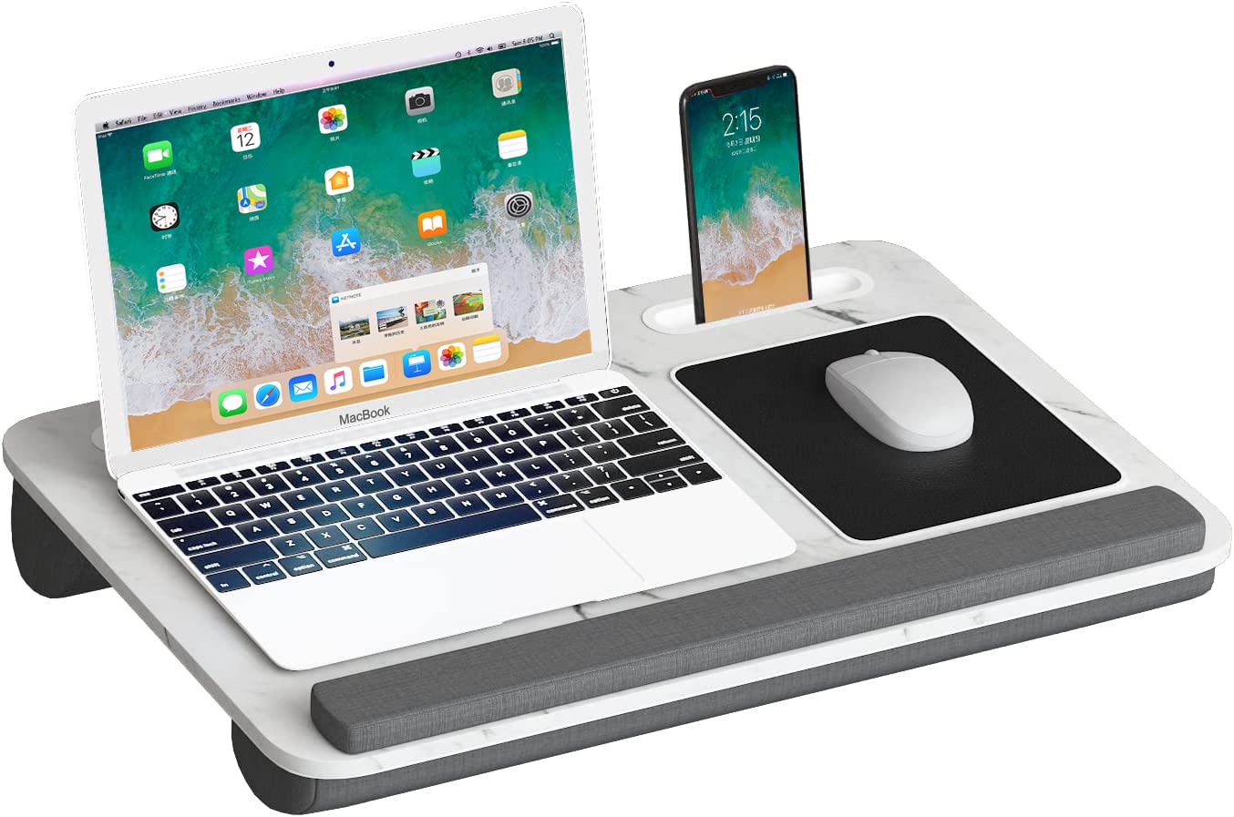 Wodeer Lap Laptop Desk - Fits Up to 17 Inch Laptop,Lap Desk with Cushion, Anti-Slip Strip,Mouse Pad, Phone Holder,Portable LapDesk for Bed, Sofa,Dorm Room and Office or Working,Marble