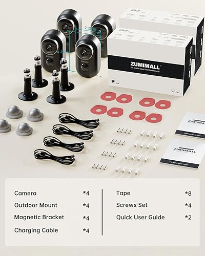 Miniatura 8 de ZUMIMALL Cámaras de seguridad inalámbricas para exteriores, 2 paquetes, 360 PTZ WiFi cámaras alimentadas por batería para vigilancia del hogar, foco