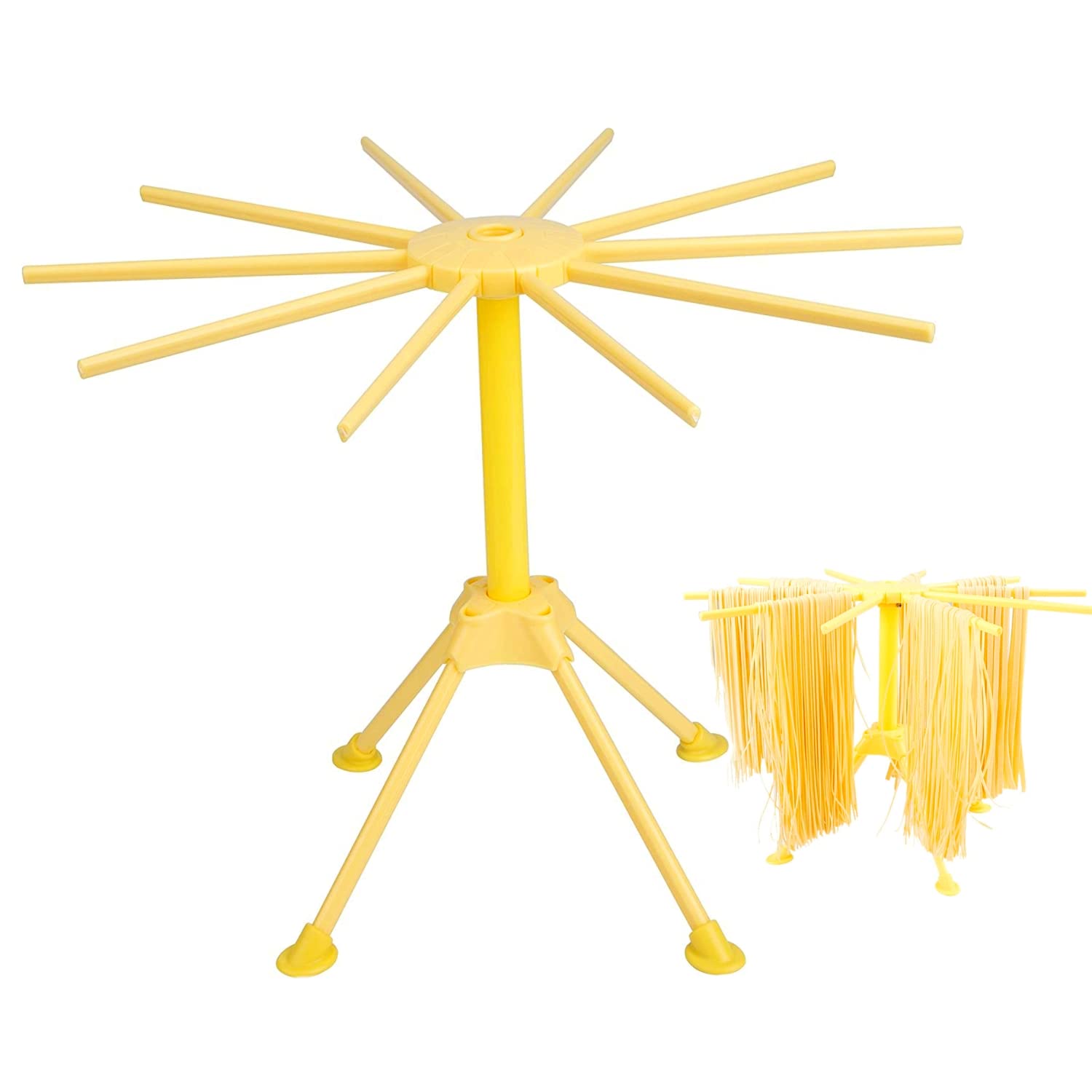 Houpda Séchoir à pâtes pliable avec 10 poignées en barre Blanc/jaune jaune Houpda Séchoir à pâtes pliable avec 10 poignées en barre Blanc/jaune jaune