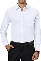 Alimens & Gentle Men's 4-Way Stretch Long Sleeve Dress Shirt - Wrinkle-Free Casual Button Down for Business, Dates & Weddings
