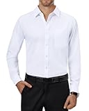 Mens Dress Shirts 4-Way Stretch Long Sleeve Collared Casual Solid Wedding Dating Button Down Shirt