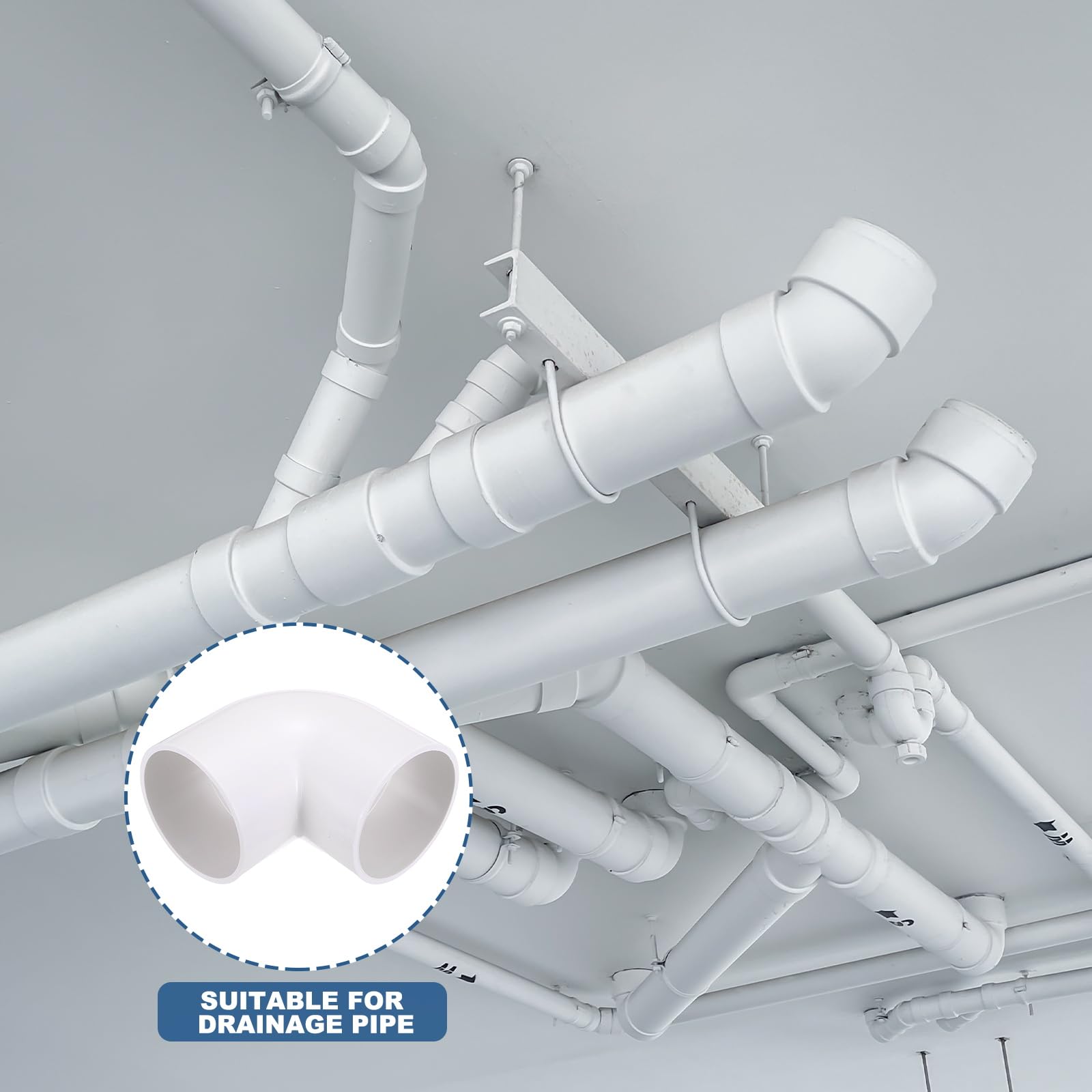 PATIKIL Codo de conducto de 90 grados de 5" de diámetro exterior,2 Piezas,conector de manguera de PVC plástico, para sistemas de conductos de ventilación o tuberías rectas DIY hogar,Blanco