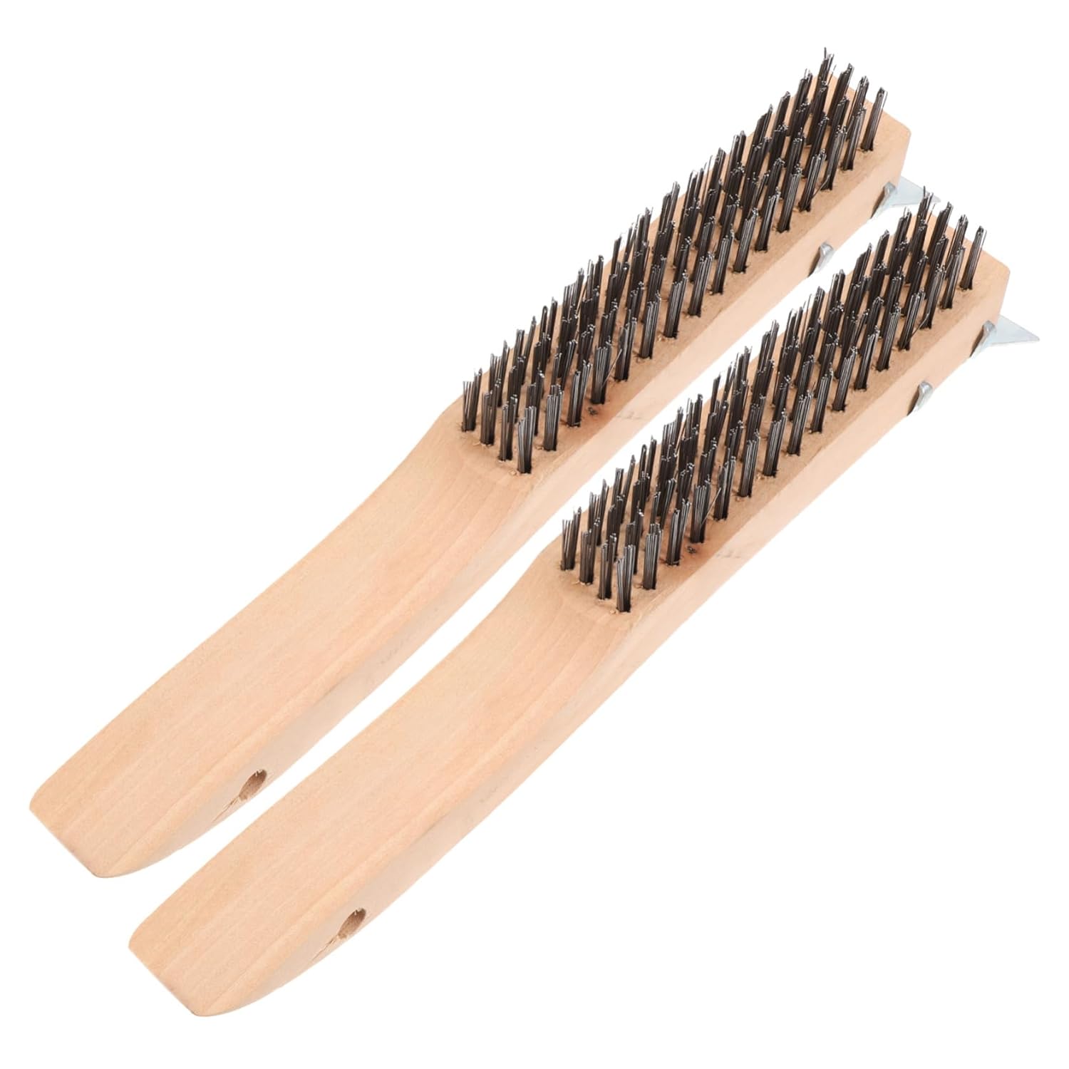 STOBAZA 5sets Wire Brush Scraper Rust- Stainless Steel Wire Long Wooden Handle for Cleaning Paint Welding 2pcs*5