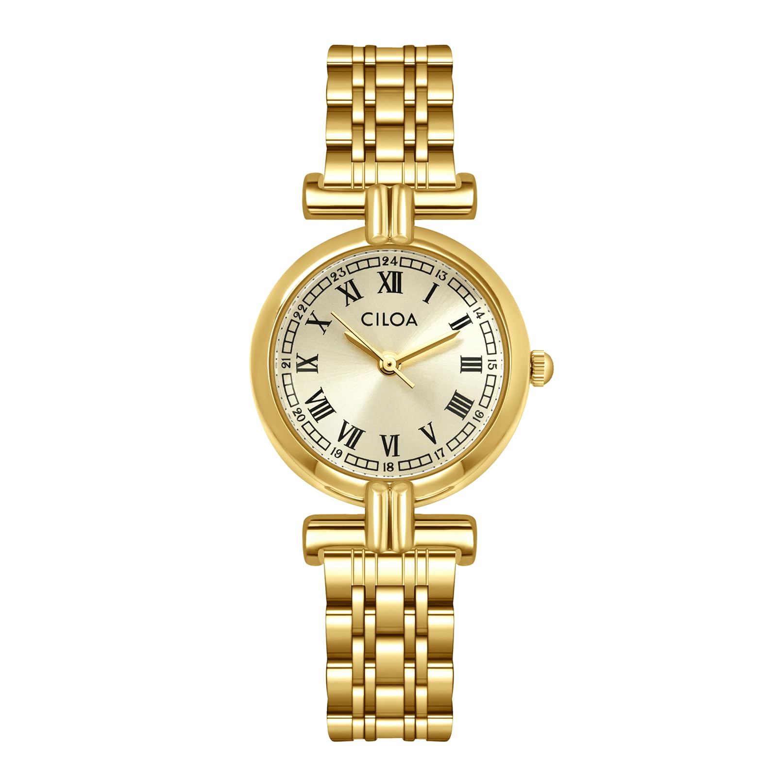 CILOAGold Watches for Women Luxury Ladies Wrist Watch with Vintage Roman Dial Waterproof Small Gold Watch Bracelet Stainless Steel or Leather Band Casual Fashion Tool Included
