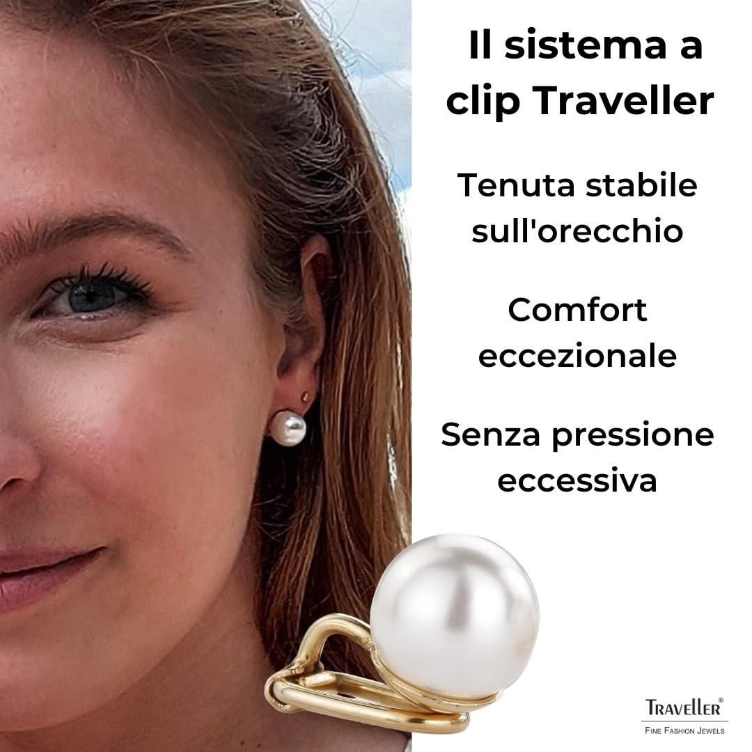Traveller orecchini a clip - Senza piercing all'orecchio - Perla 10-20 mm - colori diversi