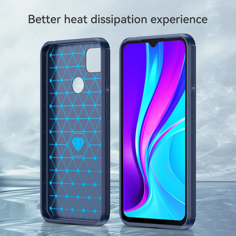 Image of Hybrid Carbon Fiber Back Case for Redmi 9C / Redmi 10A / Poco C31 (Blue)