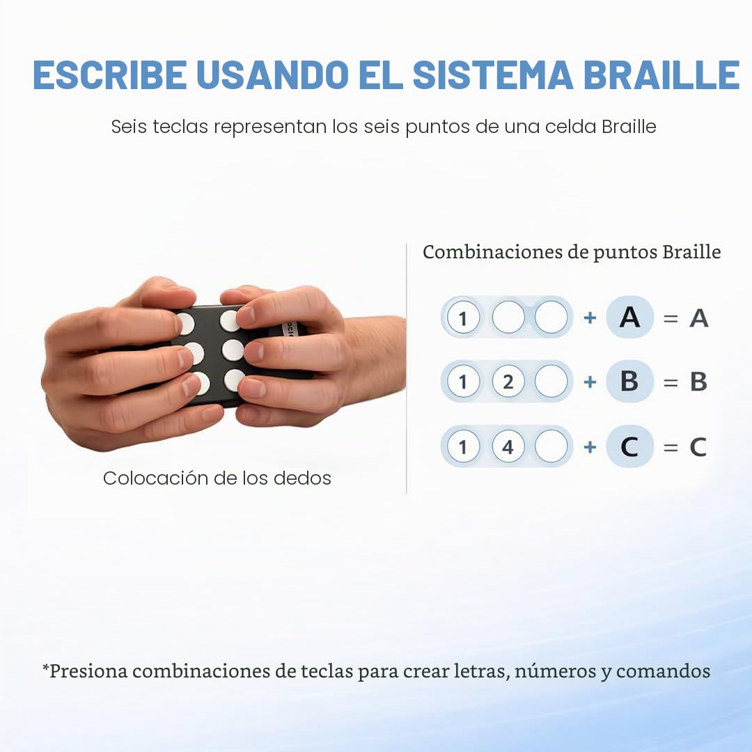 Hable One El Teclado Braille más Compacto para Personas con discapacidad Visual para iPhone, Android y tabletas diseñado para facilitar y agilizar la Escritura de Estudiantes y Personas ciegas