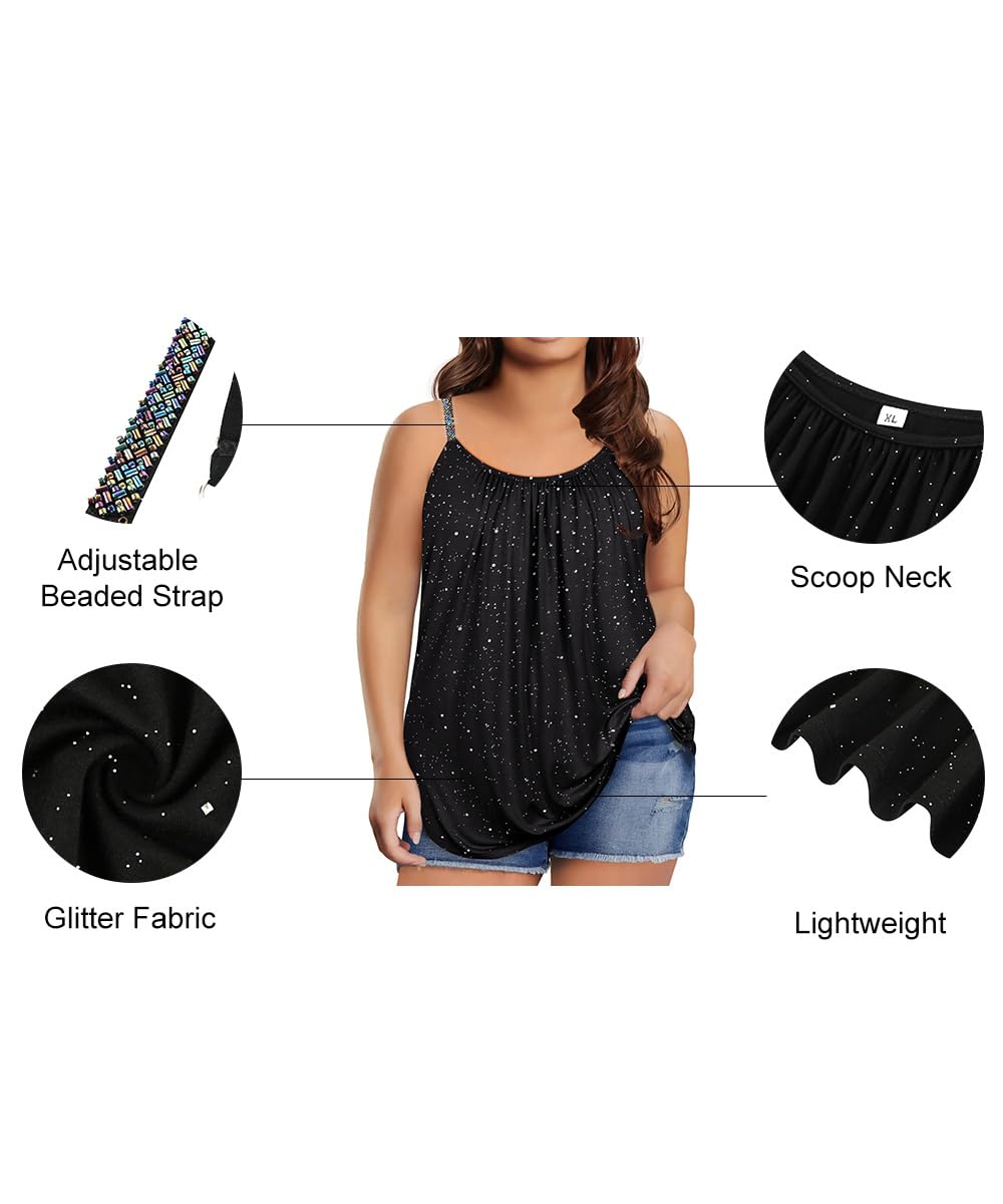 RITERA Camiseta sin mangas para mujer, talla grande, holgada, con tirantes ajustables, tallas XL-5XL