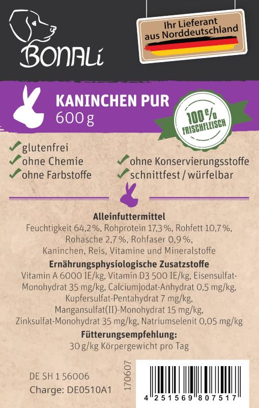 Hundewurst Kaninchen schnittfest 600g 12 Sück Sparpack