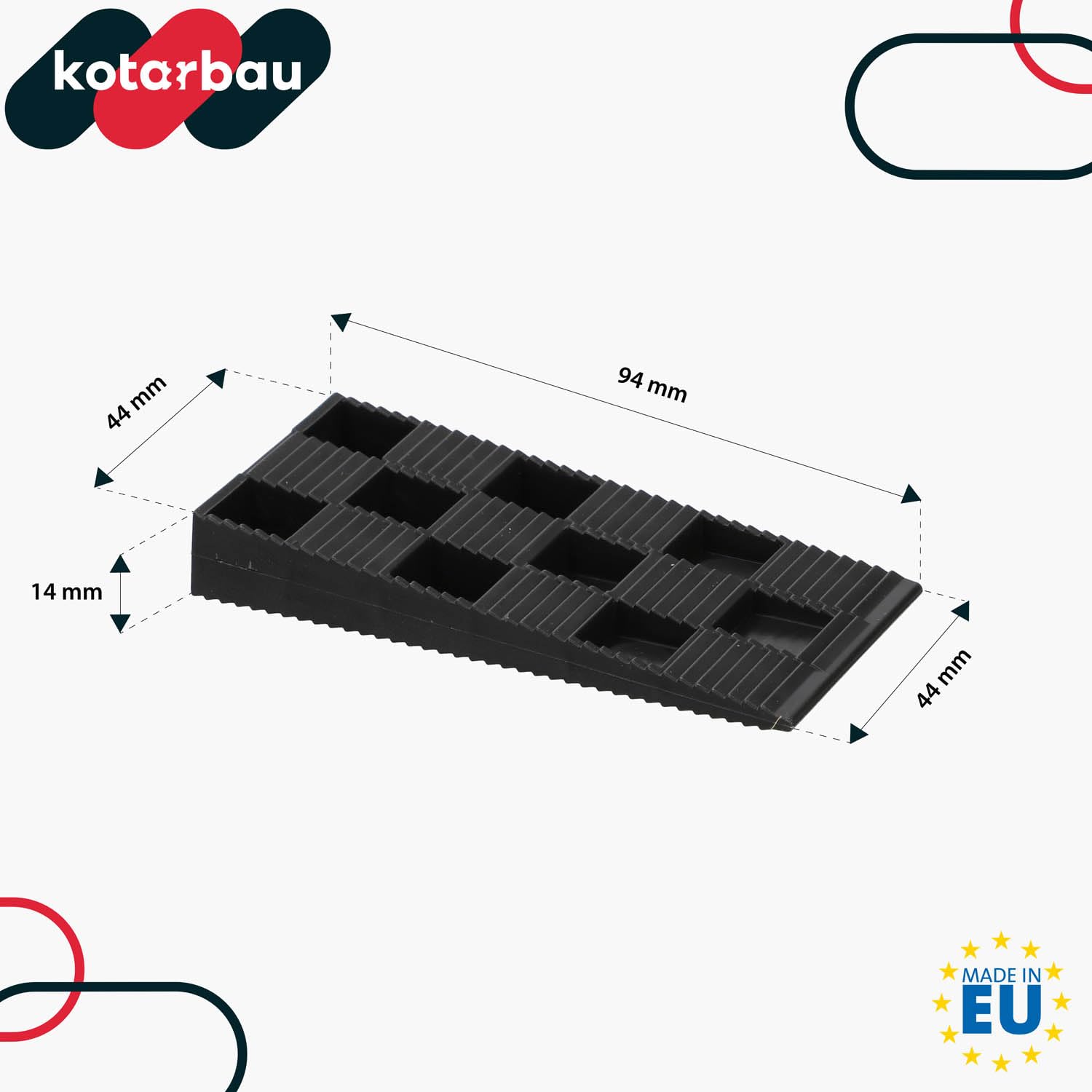 KOTARBAU® Juego de 250 cuñas de montaje de plástico, 94 x 44 x 14 mm, para ventanas, puertas, marcos de ventana, marcos de puertas, marcos de ventana, color negro