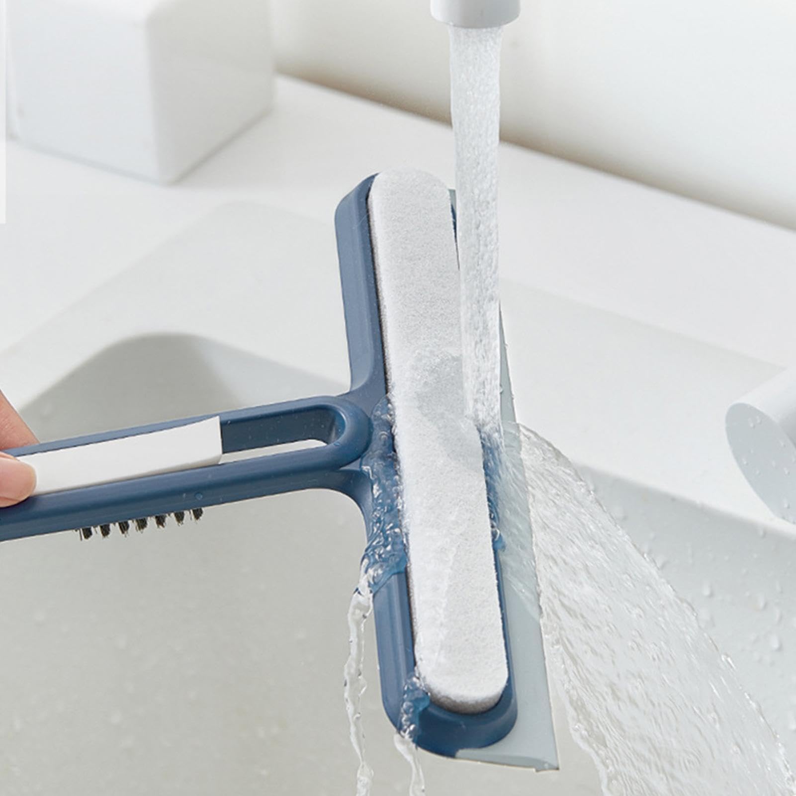 Lavavetri Doccia In Silicone Con Manico Ergonomico E Gancio - Per Vetri, Specchi, Piastrelle E Auto - 3