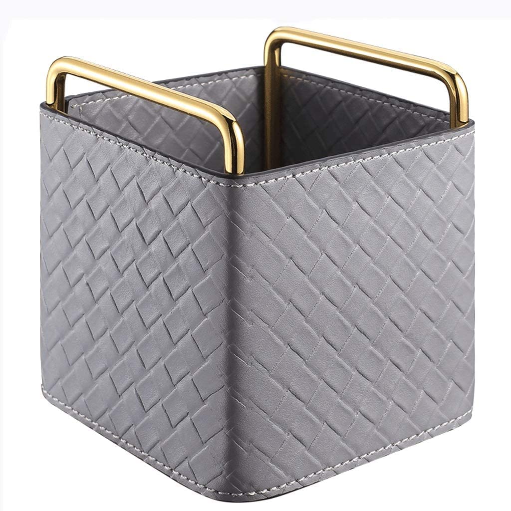 Portapenne da scrivania Portapenne in Pelle, Portapenne Multifunzionale Durevole con Maniglia Portatile, Porta pennelli per Trucco dal Design a Bocca Larga Cancelleria (