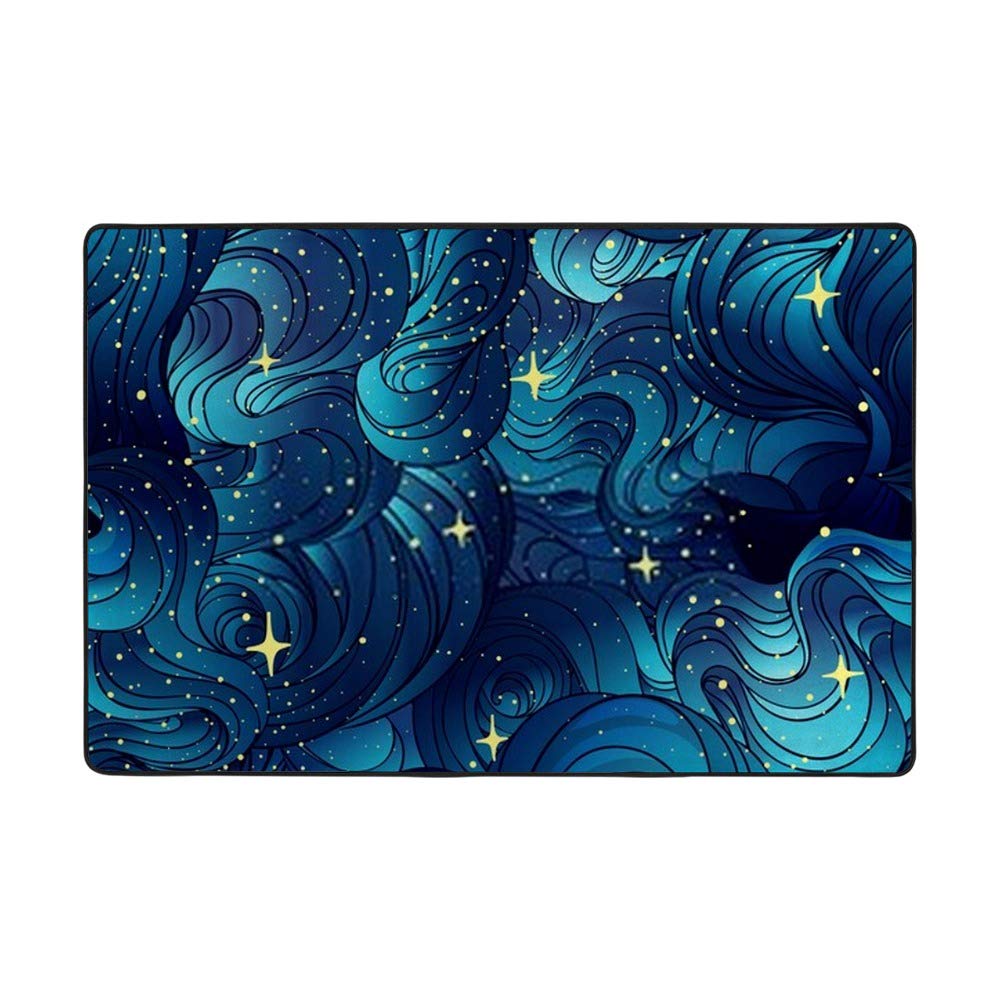Tapis bouclé bleu océan Ruchen idéal pour réchauffer le sol du salon familial