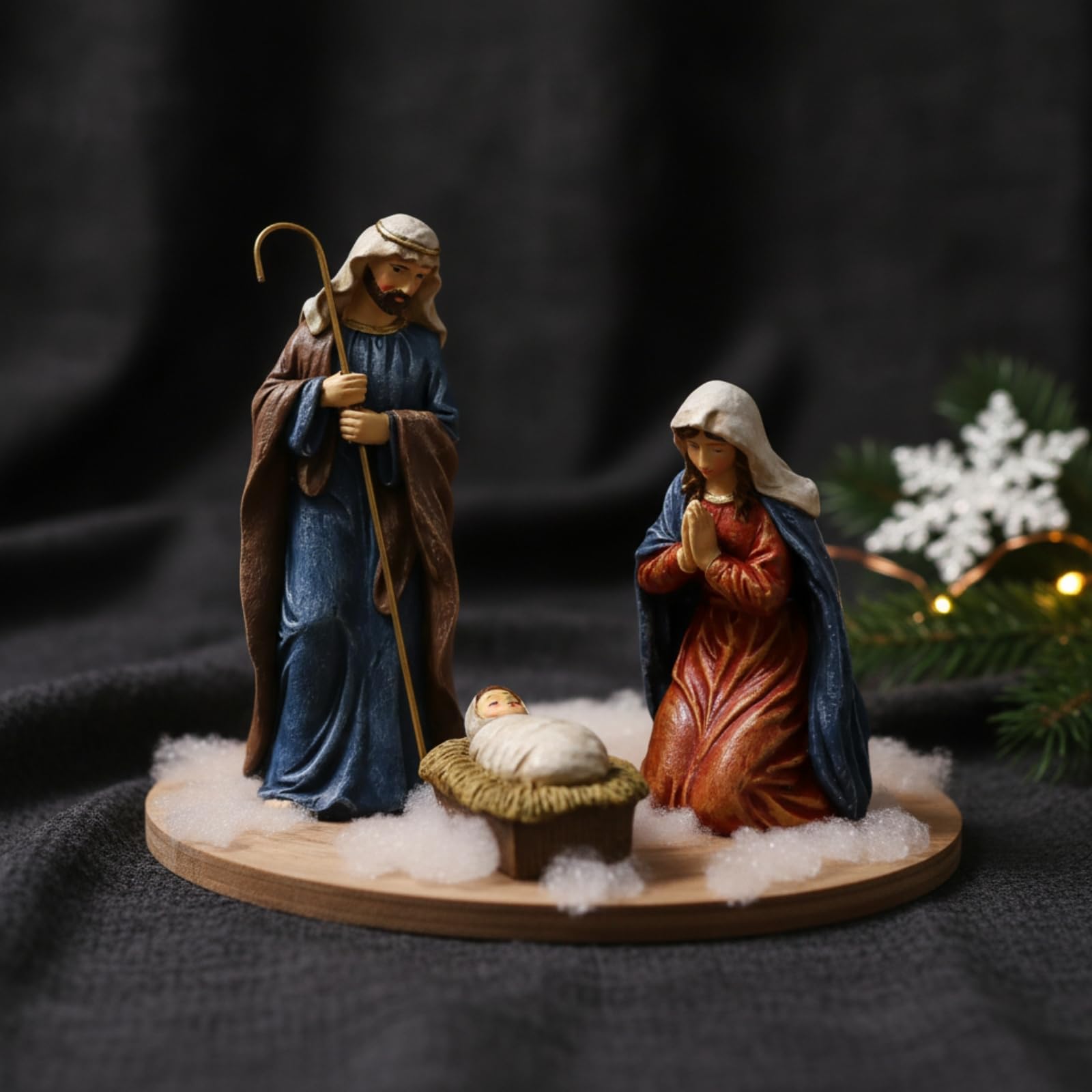 MagiDeal Statuina Natività Dipinto a Mano | Vestiti Scolpiti a Strati, Statuina Natalizia da Tavolo, Decorazione, per Caminetto, Scrivania, Collezionisti