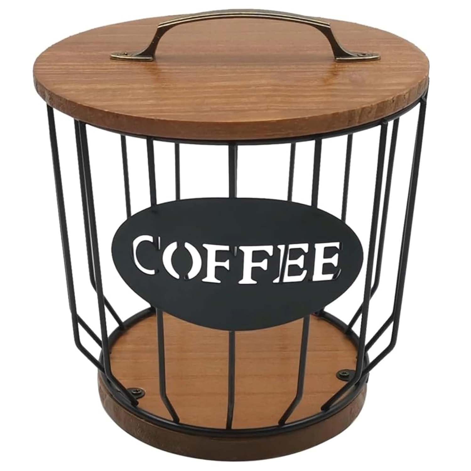 Muiltvoe 08 Black With Lid Metal Coffee Pod Holder Wire Coffee Pods Storage Basket Espresso Capsule Storage For Home Kitchen Cafe Hotel (Black Cup)
