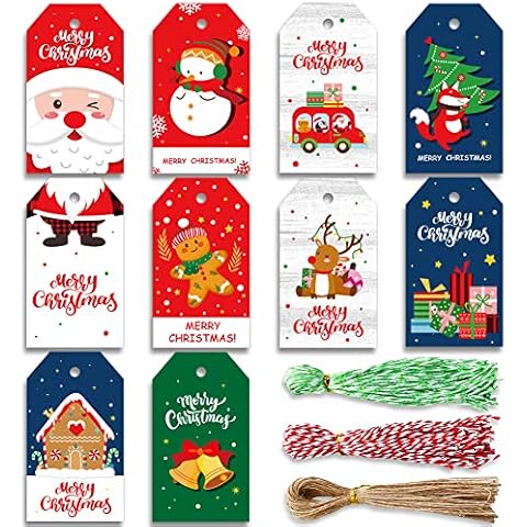 150 Pcs Christmas Gift Tags, NDLT Xmas Paper Tags Christmas Tag Message Card Greeting Card with 150 Hemp Rope for Christmas Holiday Party Gift Name Tags Funny Christmas Tree Decoration Tag(10 Designs) Cover