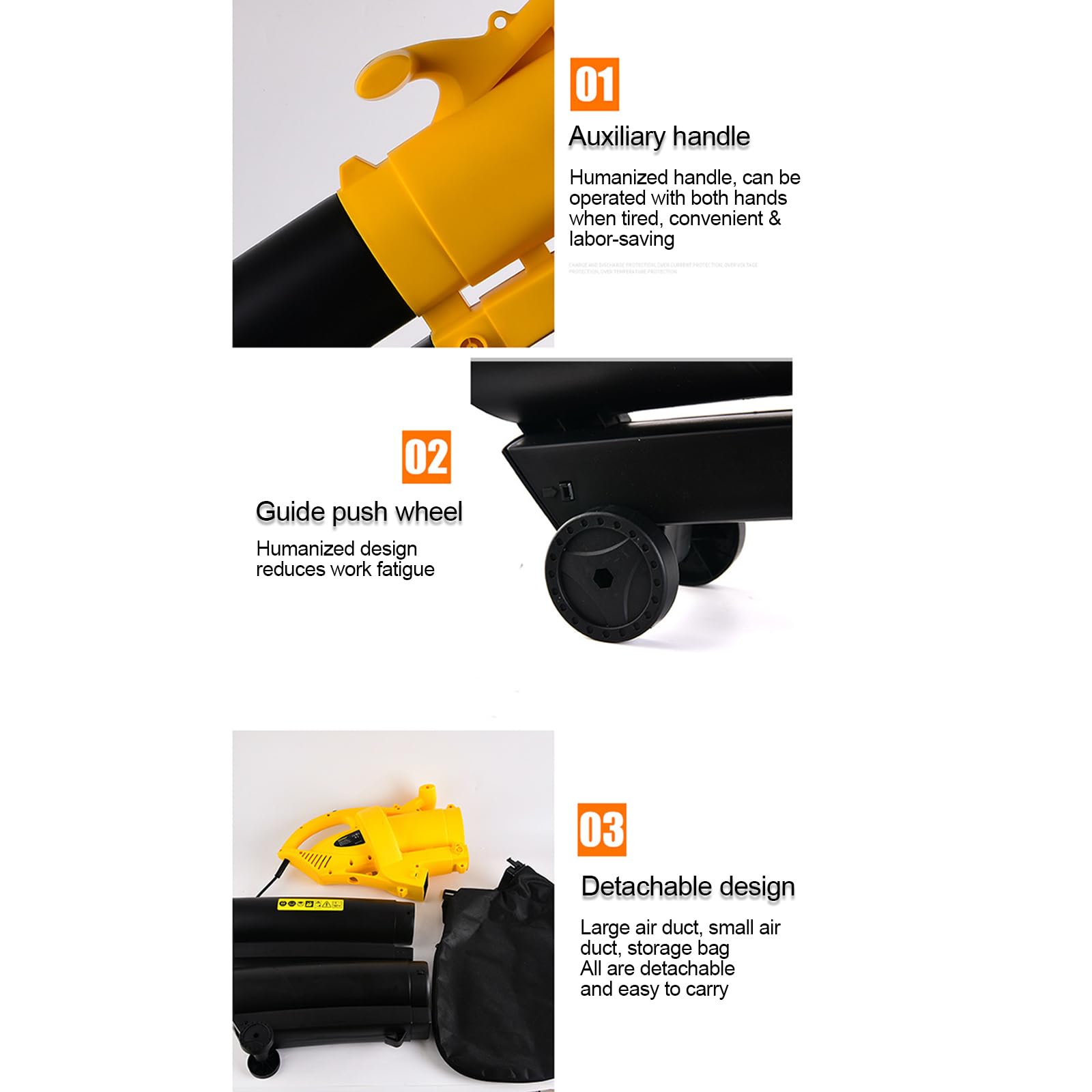 Soplador De Hojas Eléctrico 3000w, Aspirador De Jardín Potente 2-en-1 Indus | Velocidad de 270km/h, Bolsa de Recogida de 35L, Control de Velocidad de 6 Niveles, Tubo Desmontable, Relación de Trituración