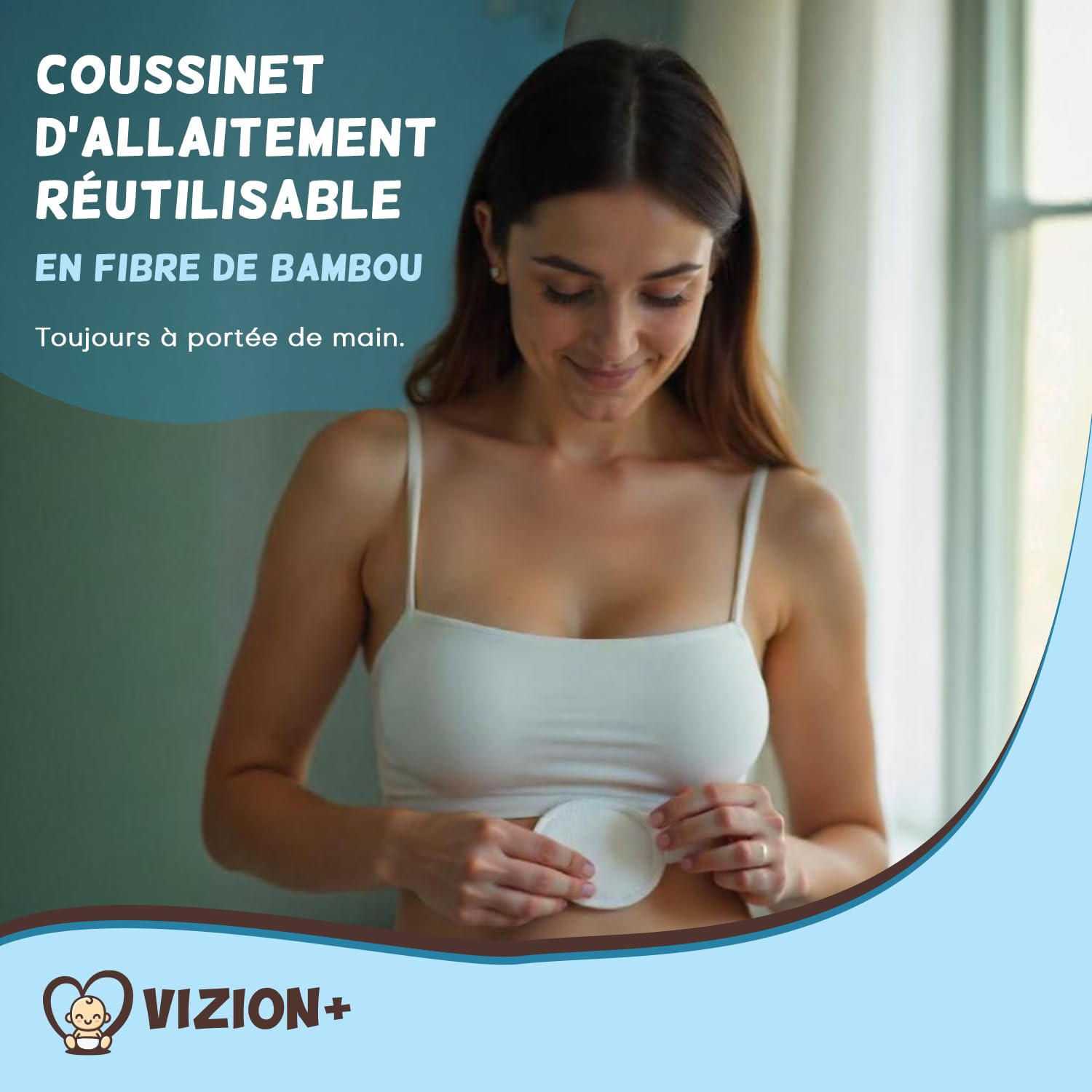 VIZION+ Trousse de Soin bébé – Kit Naissance Complet – 13 Accessoires dont Brosse et Peigne en Bois – Coussinets d’Allaitement en Bambou – Guide Parents Inclus