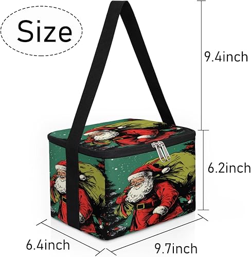 Miniatura 7 de Bolsa de almuerzo aislada divertida de Navidad para mujer, reutilizable, bolsa de comida cuadrada para adultos y hombres, lonchera más fresca para