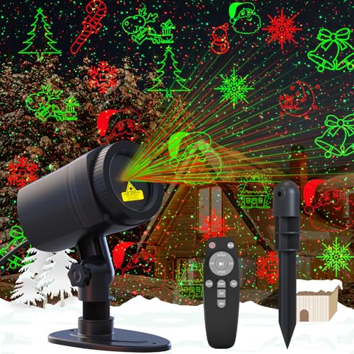 Laser Christmas Projector Lights Outdoor, Waterproof with Remote, Timer, 4