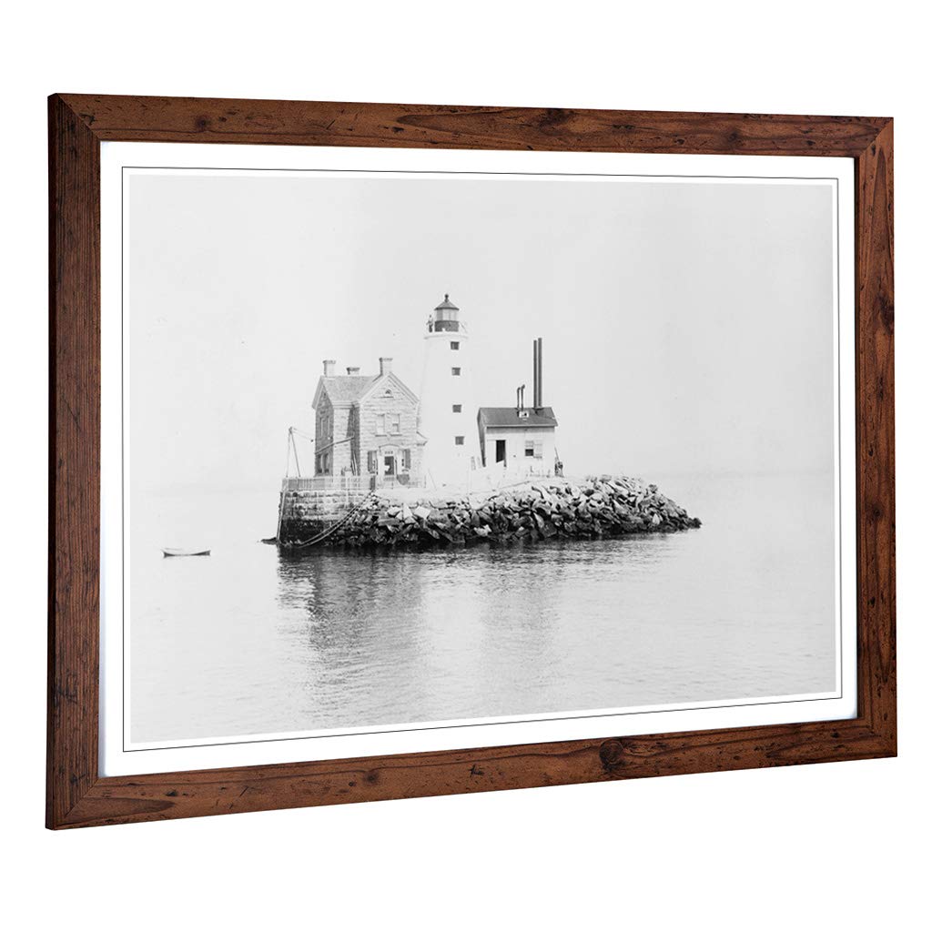 Big Box Art Framed Print of Architecture Lighthouse Execution, NY Design | Wall Art Picture | Home Decor for Kitchen, Living Room, Bedroom, Hallway, Walnut, A2 / 24.5x18 Inch / 62x45cm