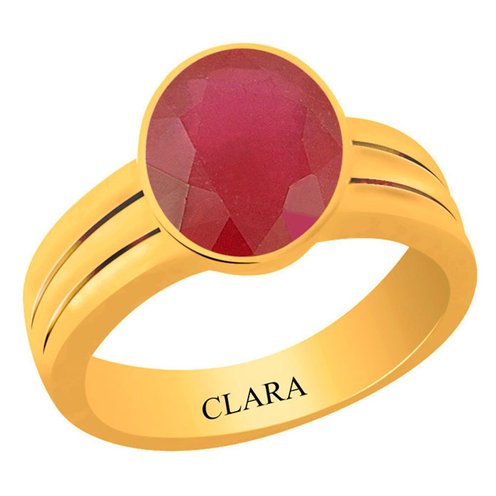 Certified Ruby Manik 3 Carat or 3.25ratti Panchdhatu Gold Plating Astrological Ring for Men & Women-image-0