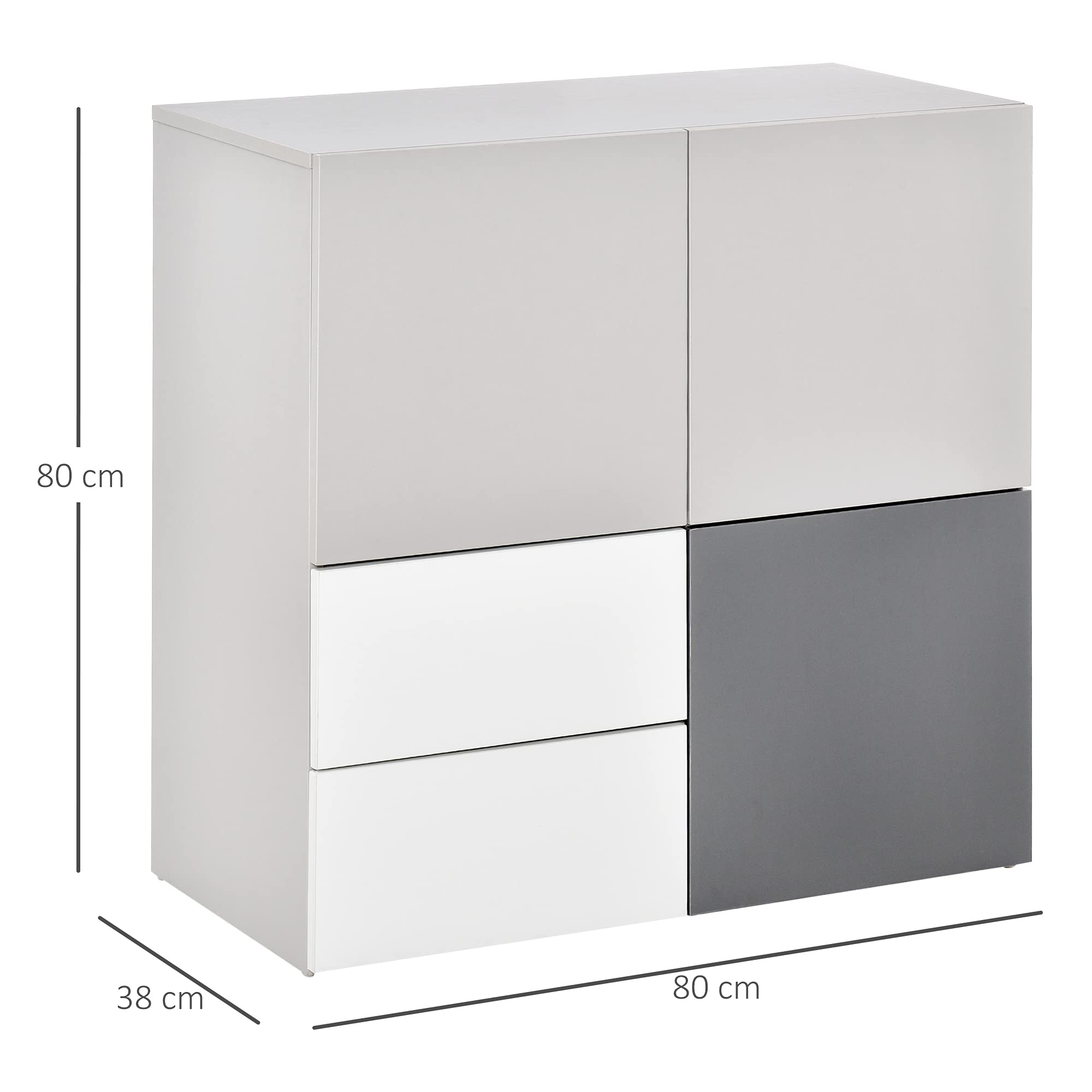 HOMCOM Armadietto Multiuso con Cassetti e Ante in Legno, per Ufficio | Mobile per Soggiorno, Camera da Letto