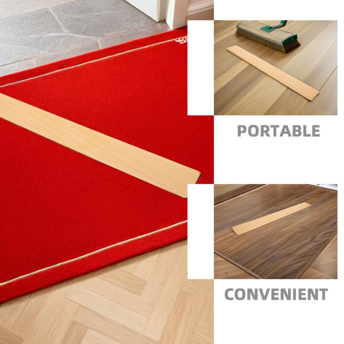 Rampa de Madera para Sillas de Ruedas Superficie Pulida y Antirrayaduras, 2 Piezas para Umbrales en Oficina y Bordes de Alfombra
