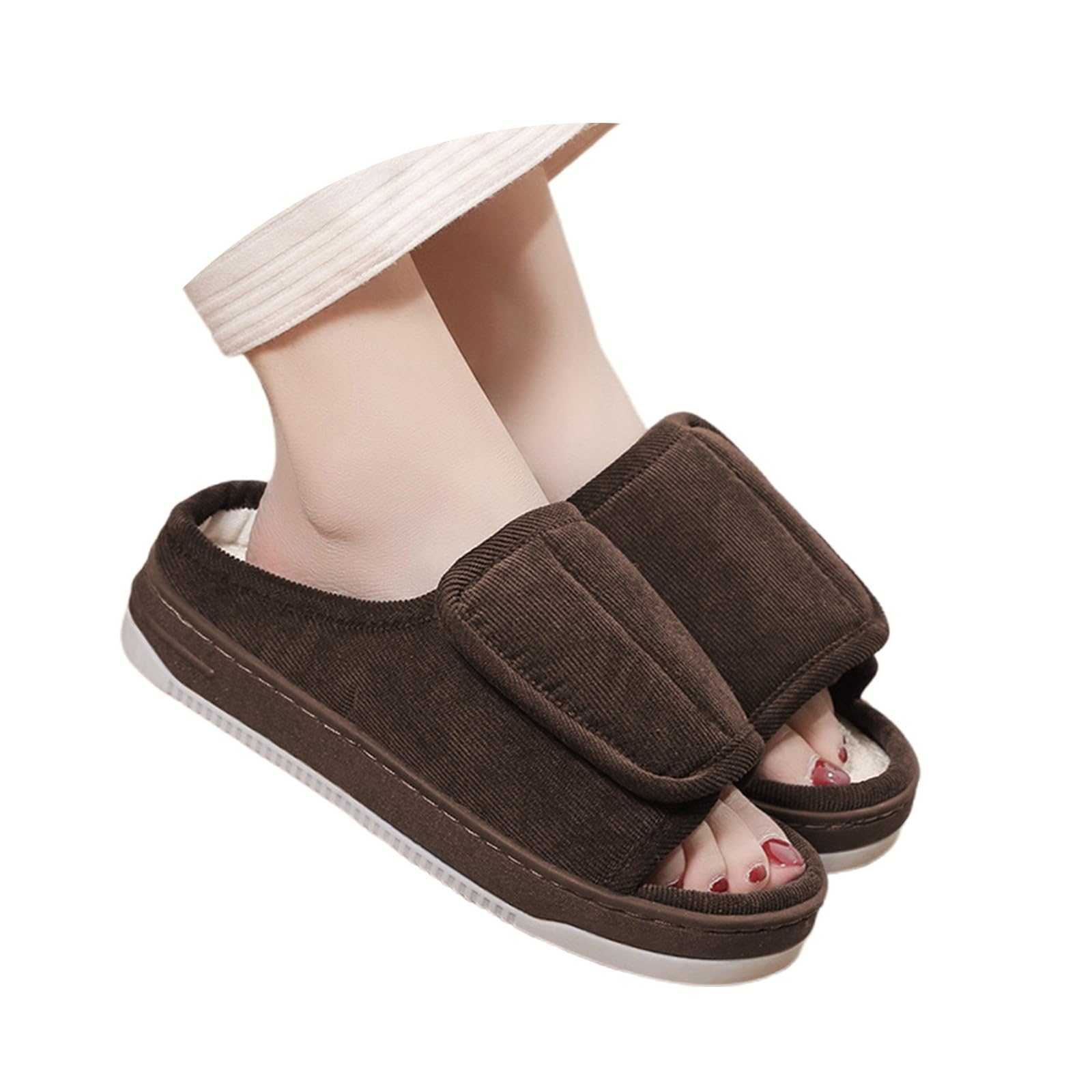 Pantuflas de lino ajustables para interiores y exteriores, cómodas, con cierre de