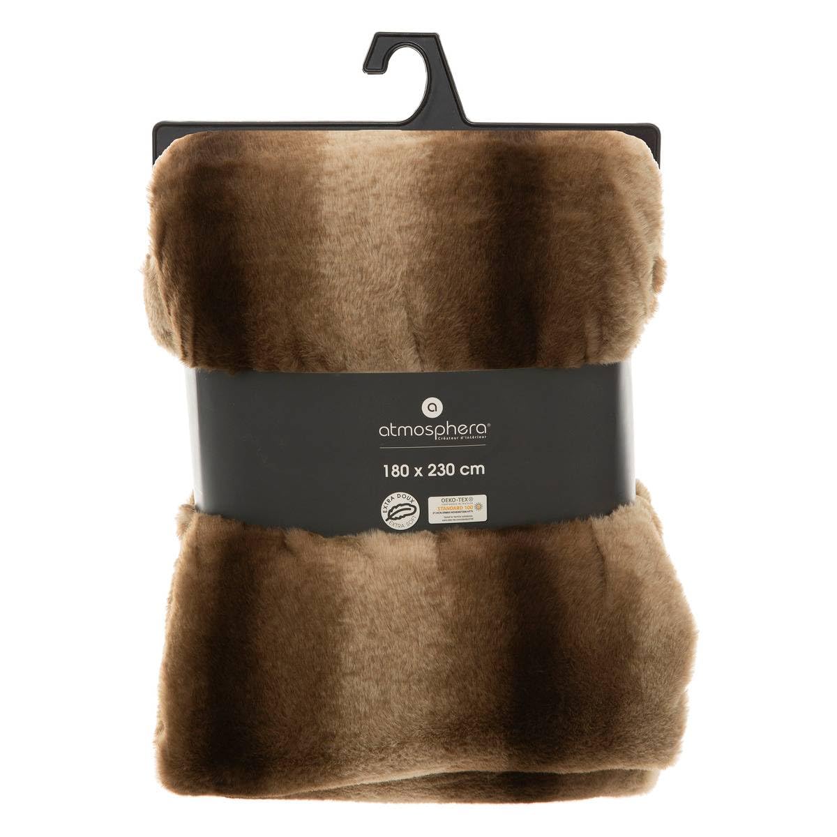 Plaid en Fourrure Grizzli Nuance de Marron 180 x 230 cm - Atmosphera
