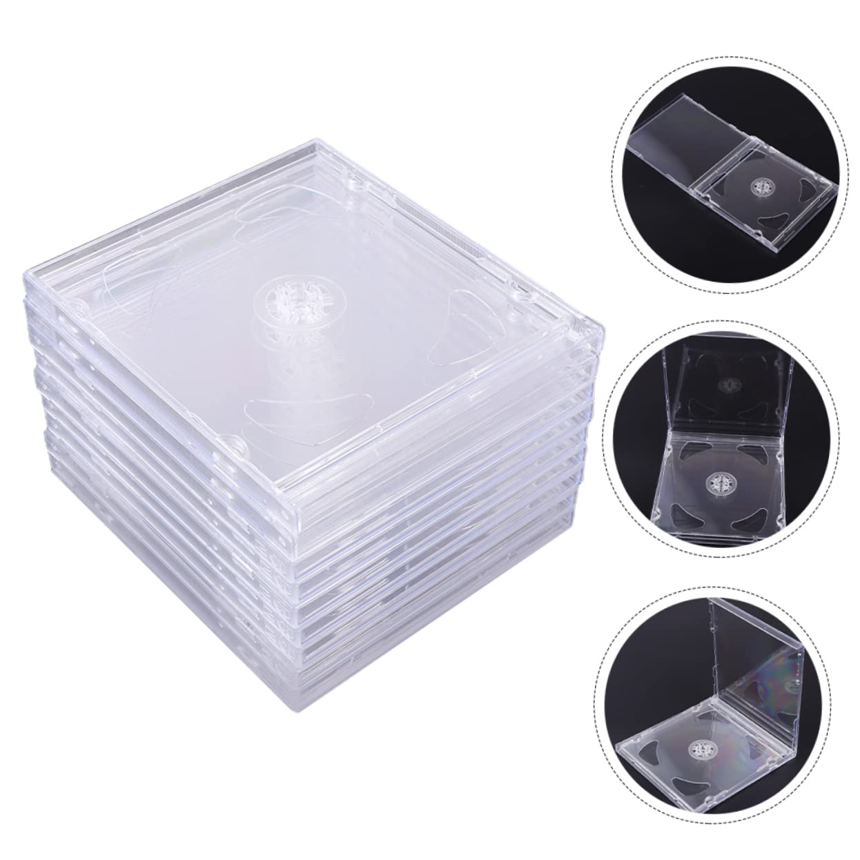 GRIRIW 9pcs Transparent Acrylic Double CD Jewel Cases Dvd Holders for CD Storage Portable Organizer for Music Game and Discs Lightweight and Compact Design