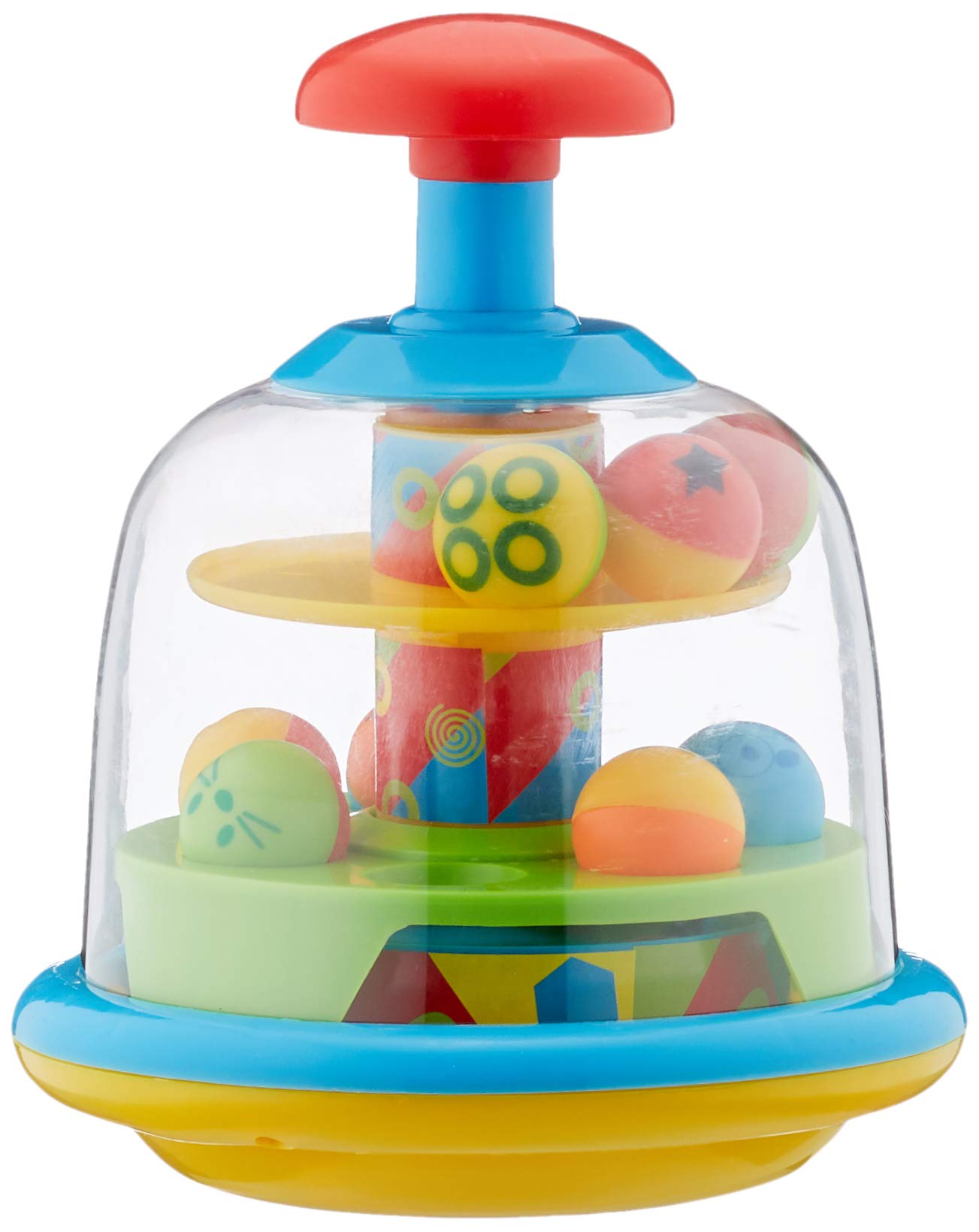 Fun Time Spinning Popping Pals, Educational Push and Spin Toy for Ages 6 Months +, Colourful Ball Dome