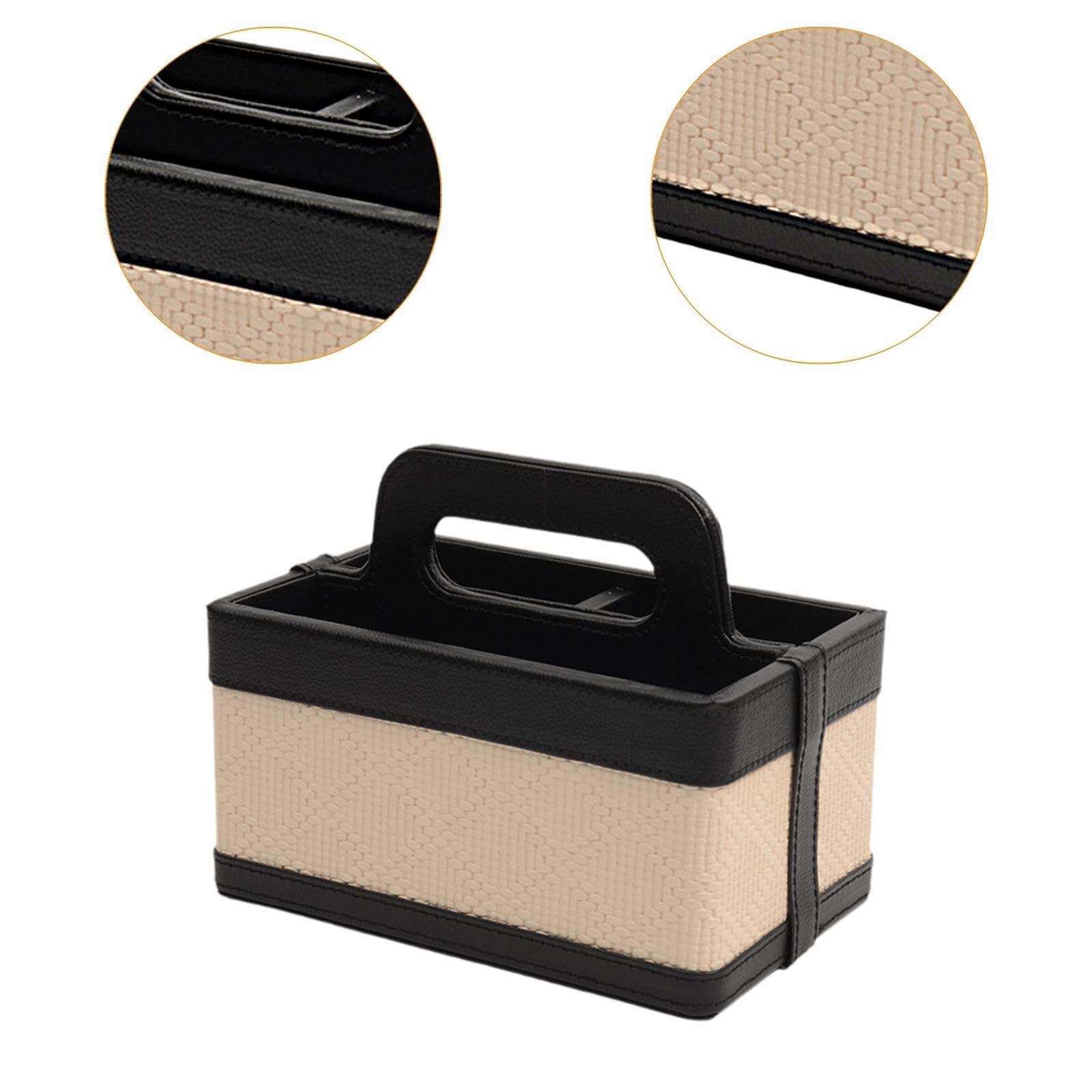 jojomis Schreibtisch-Organizer aus PU-Leder, luxuriöse Aufbewahrungsbox mit Griff, kreative Kosmetik, Schmuck-Organizer, Box für Zuhause, Schule, Büro, 21,5 x 13,5 x 11,5 cm, Schwarz