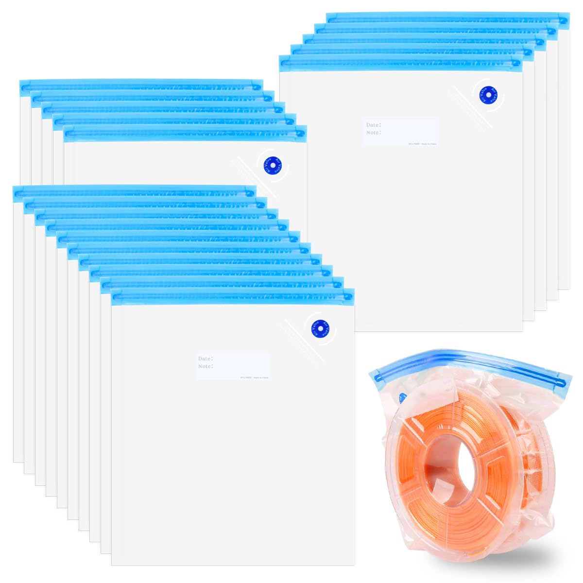 20 sztuk 34 × 30 cm przechowywanie filamentu 3D, filament PLA próżniowy, zestaw worków próżniowych do filamentu, przezroczyste worki do przechowywania filamentów, małe worki próżniowe odporne