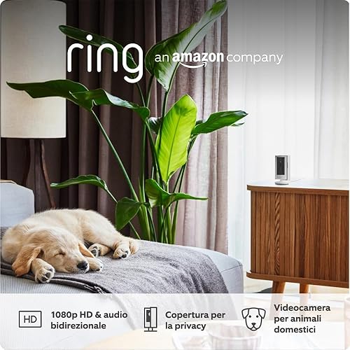 Ring Indoor Camera (2ª gen.) | Videocamera di sicurezza plug-in per interni | Video HD 1080p, copertura per la privacy, Wi-Fi, installazione fai-da-te | Ring Protect: 30 gg. di prova gratuita