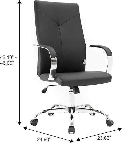 Miniatura 3 de LeisureMod Sonora - Silla moderna de oficina de conferencias de cuero con respaldo alto y altura ajustable con inclinación y giro de 360 grados,