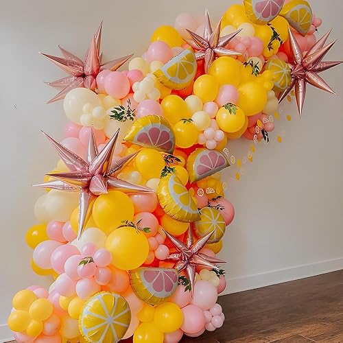 Miniatura 3 de Kit de guirnalda de arco de globos de limón, 143 globos de color amarillo pastel, amarillo, rosa, limón amarillo para limonada, fiesta