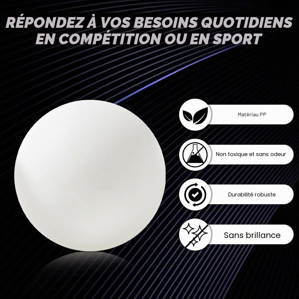 Mizikuu Lot de 50 balles de tennis de table blanches en plastique pour entraînement de ping-pong décorations sport