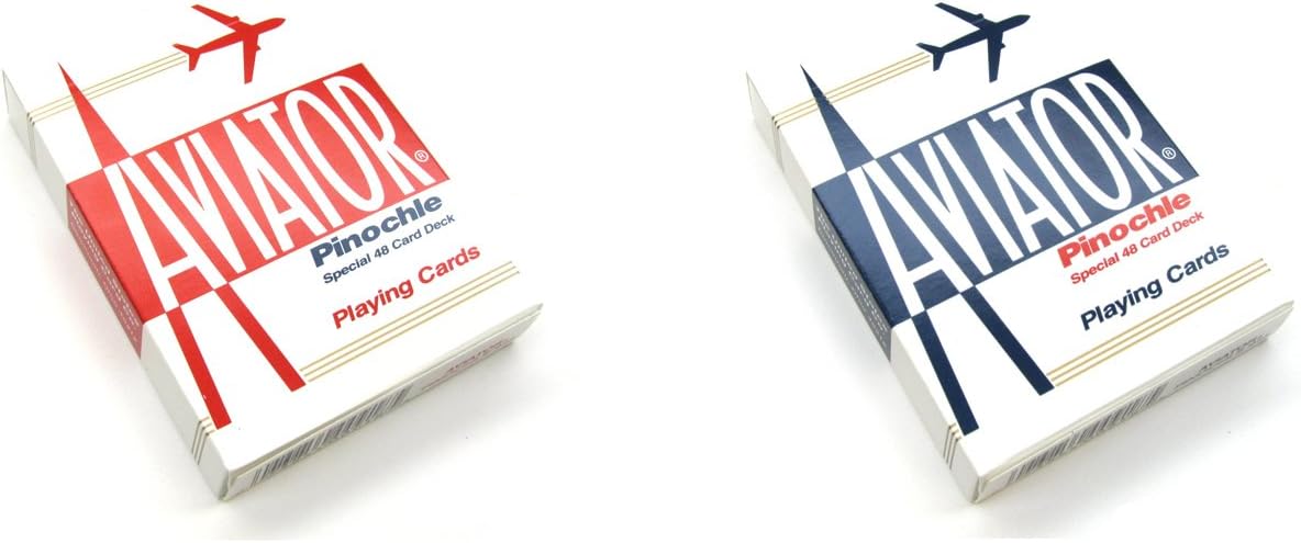 Aviator Pinochle Playing Cards - 1 Sealed Red Deck and 1 Sealed Blue Deck