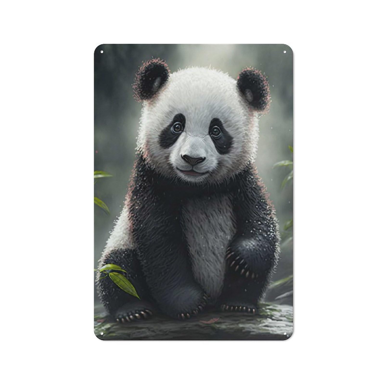 Junmoney The Inspiring Panda Retro Tin Sign 30X20cm For Dining Room Or Kitchen, Suited To Kitchen Wall Decor Lovers