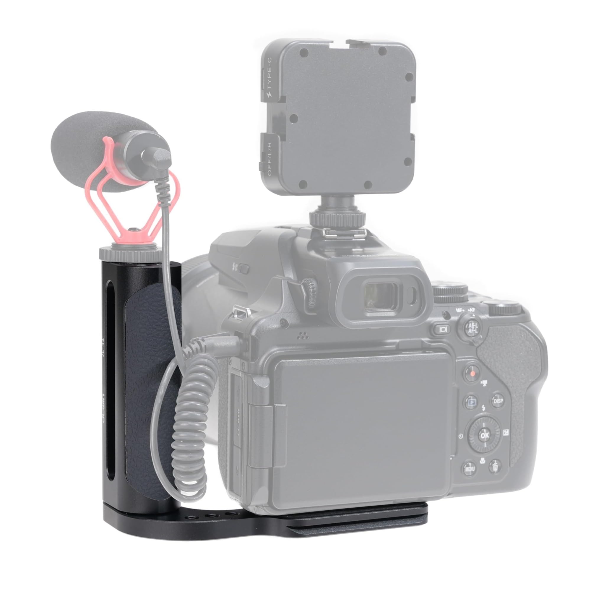 Soporte en forma de L con mango lateral, placa de liberación rápida compatible con trípode Arca para cámara DSLR sin espejo
