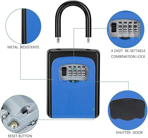 Miniatura 4 de Caja de bloqueo de almacenamiento para llaves, caja de bloqueo de combinación con código, caja de seguridad portátil para llaves, perilla de puerta