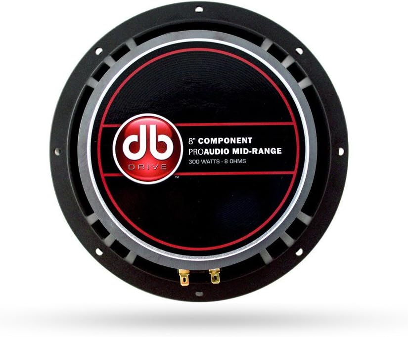 De volta view of DB Drive 8-inch midrange speaker with terminals