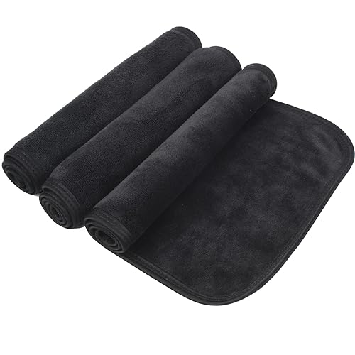 SUNLAND Paños desmaquillantes faciales de microfibra reutilizables, toallas de limpieza facial ultra suaves, 8 x 16 pulgadas, color negro, paquete disponible en Yaxa Mexico