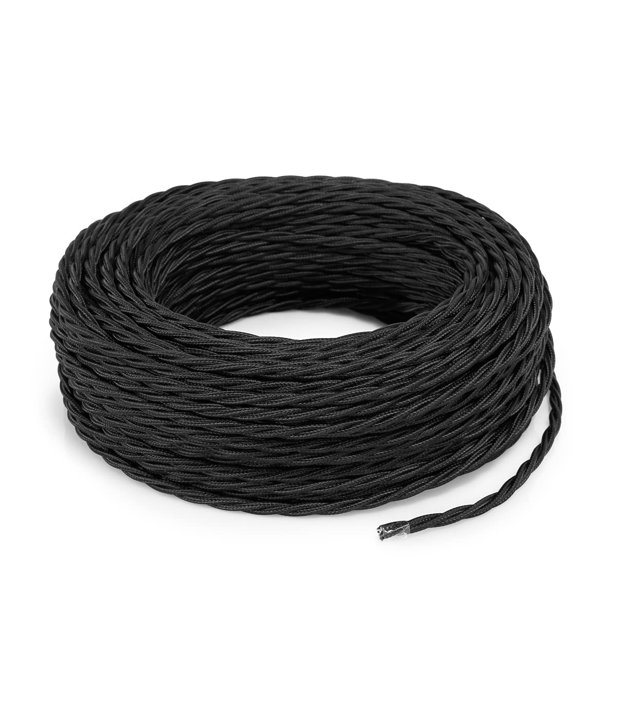 Cavo Elettrico Treccia/Trecciato Rivestito in Tessuto. Colore Nero. Sezione 3x2.50 (15 Metri)