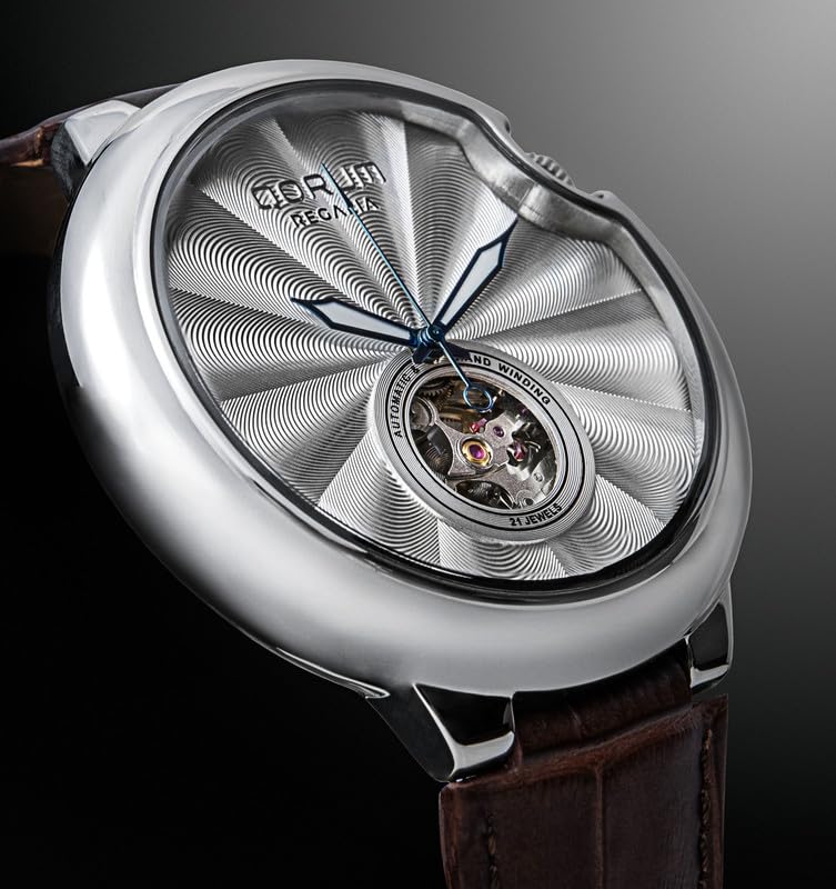 Image of QORUM Regalia Men's Automatic Watch - Silver Dial, Brown Genuine Leather Strap