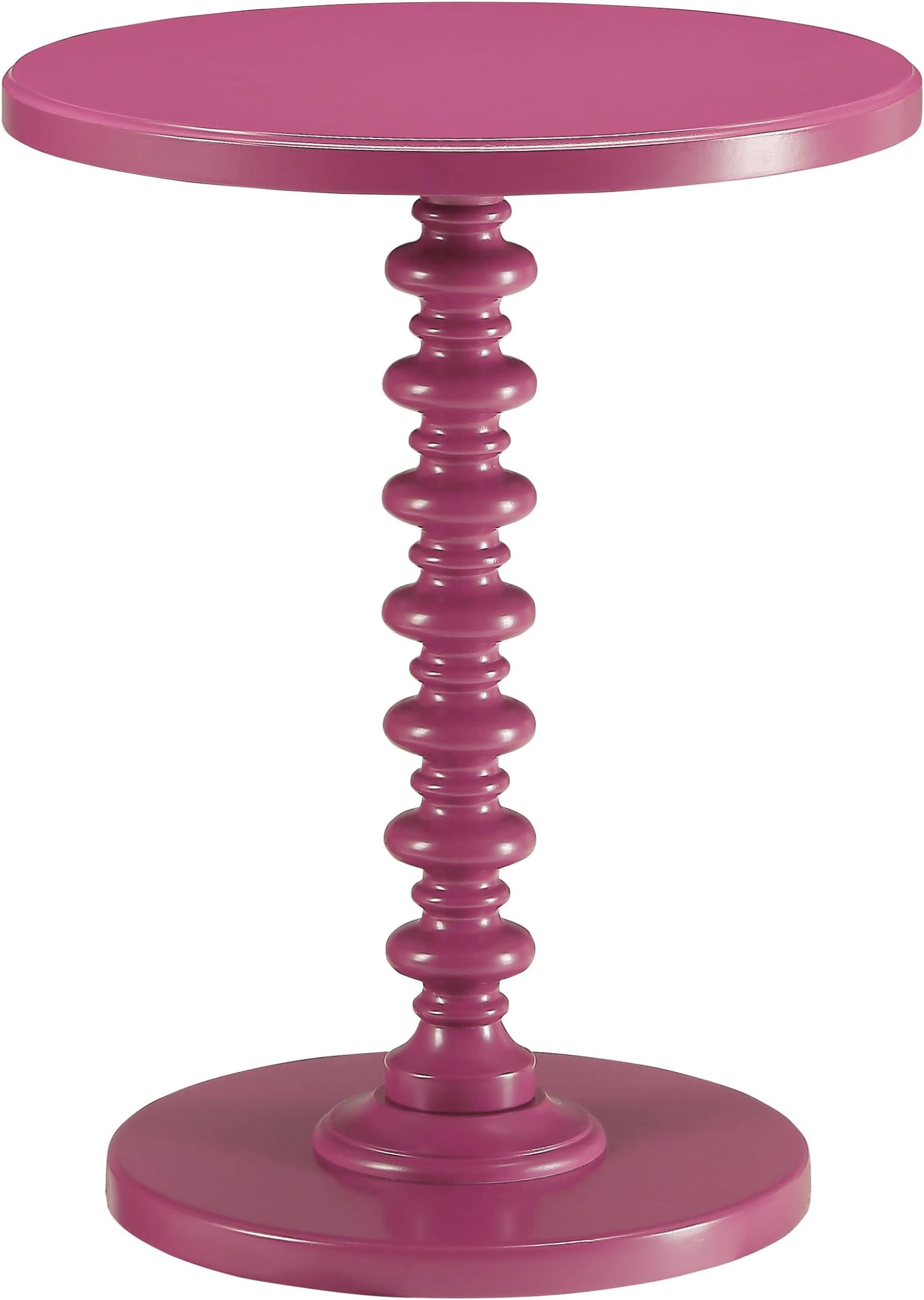 Acme Acton Transitional Solid Wood Pedestal Base Accent Table in Purple