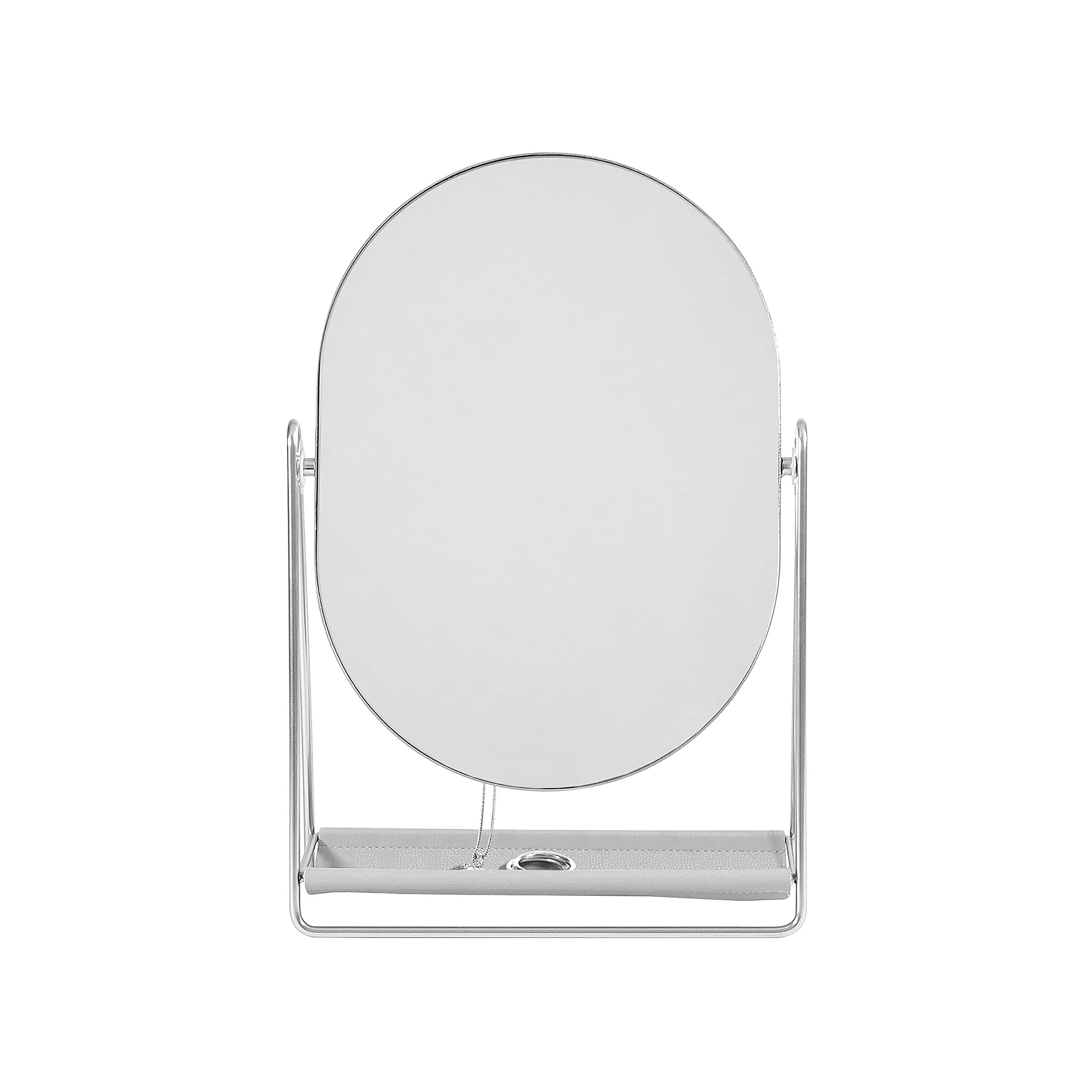 Stackers Pebble Grey & Chrome Dressing Table Mirror & Jewellery Stand