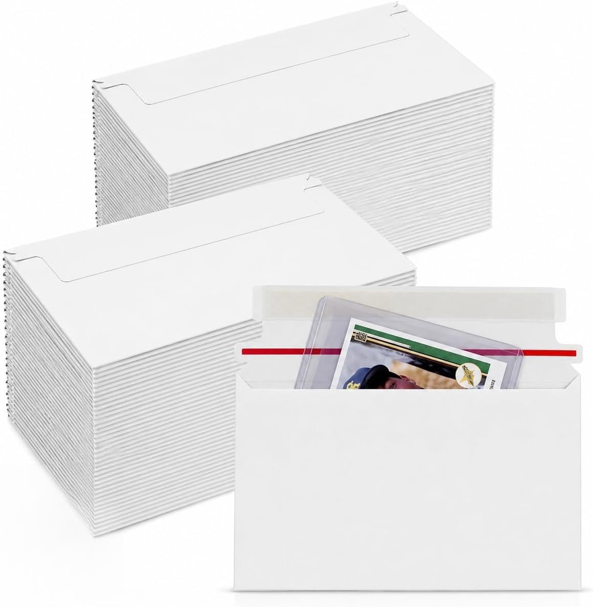 100 Pack Card Shipping Envelopes 7 x 4.35 Inches Trading Card Mailers, Self Adhesive Envelopes Fit Toploaders & Semi-Rigid Holders, Protective Mailing Supplies
