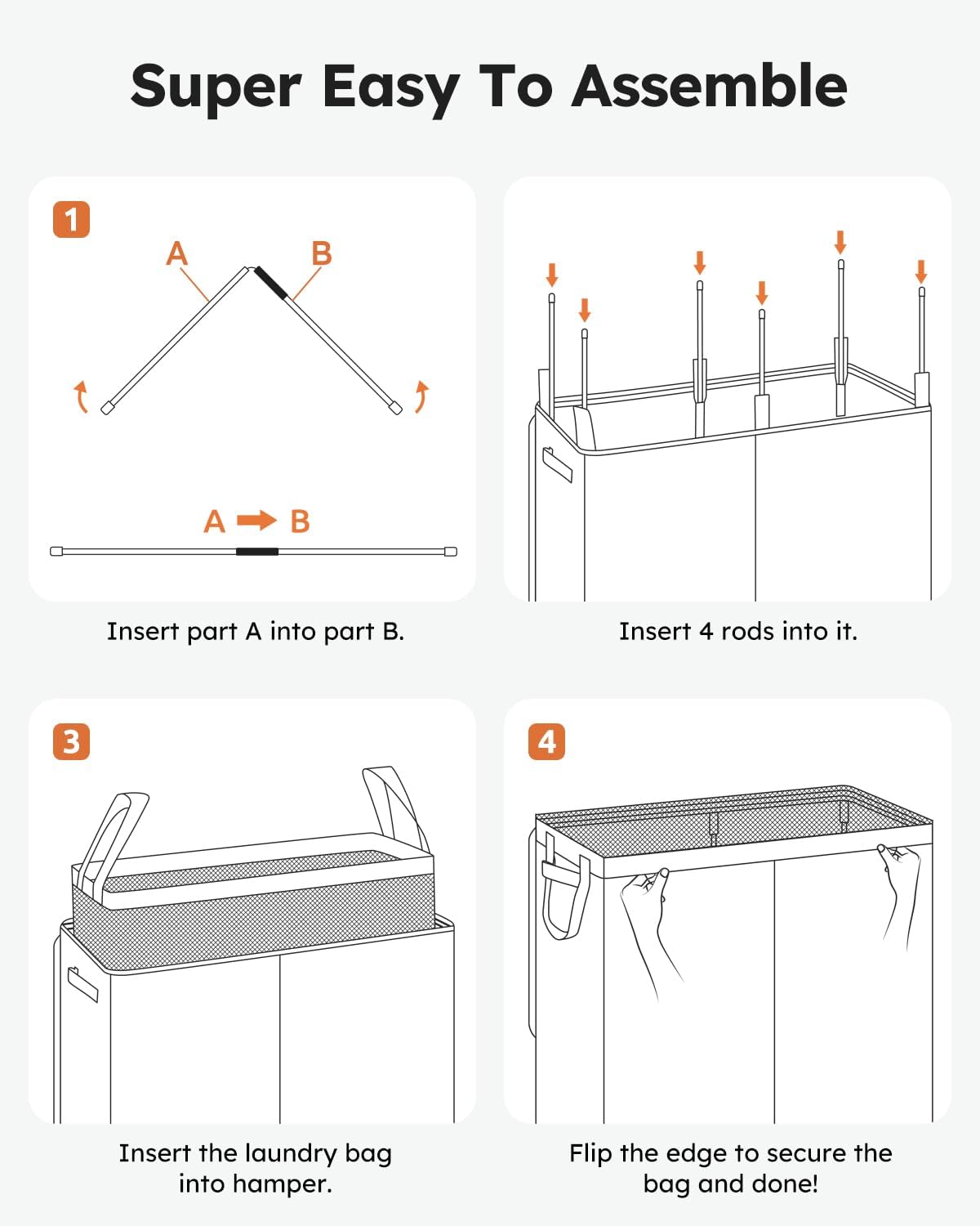 SOLEDI Laundry Hamper with Lid 130L Large & Tall Collapsible Laundry Basket, Clothes Hamper with Bag Removable Easy to Carry, Dirty Hampers for Bedroom, Bathroom, Dorm, College, Black